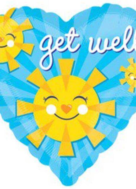 18" Get Well Smiley Suns Mylar Balloon #183 - SKU:55416 - UPC:026635241083 - Party Expo