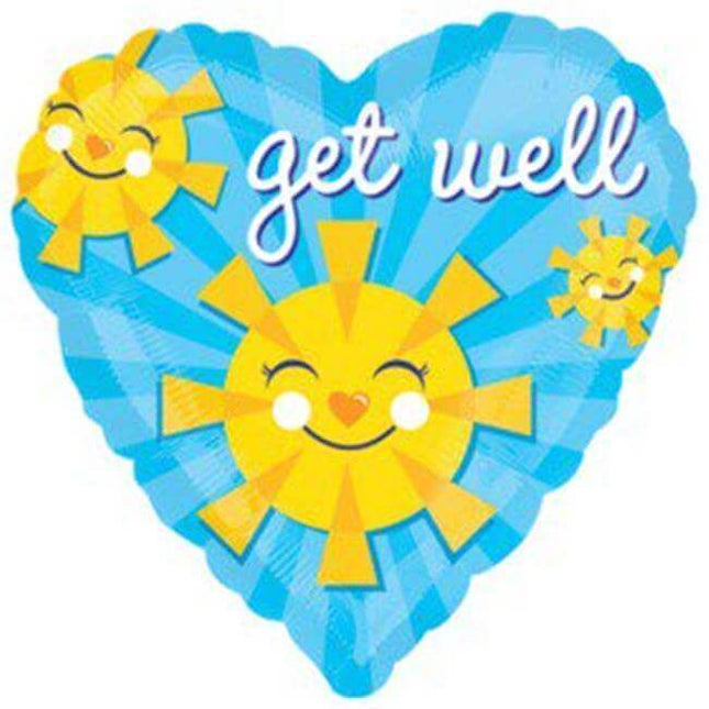 18" Get Well Smiley Suns Mylar Balloon #183 - SKU:55416 - UPC:026635241083 - Party Expo