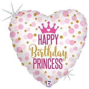 18" Glitter Birthday Princess Mylar Balloon - SKU:91868 - UPC:030625367004 - Party Expo
