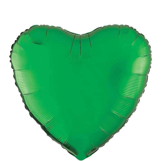 18" Green Heart Mylar Balloon #406 - SKU:BM0301-GN - UPC:00810057954658 - Party Expo