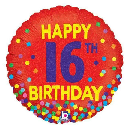 18" Happy 16th Birthday Confetti Mylar Balloon #57 Party Expo  