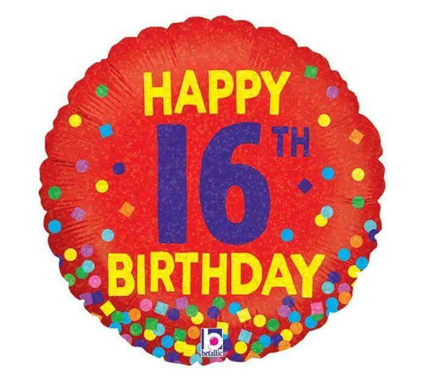18" Happy 16th Birthday Confetti Mylar Balloon #57 Party Expo  