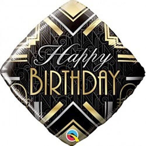 18" Happy Birthday Art Deco Mylar Balloon #385 - SKU:85641 - UPC:071444490955 - Party Expo
