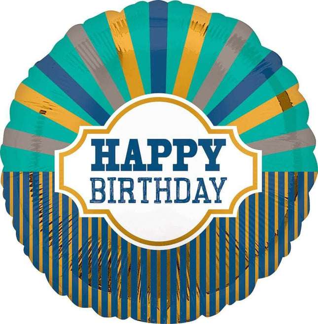 18" Happy Birthday Beams Mylar Balloon #409 - SKU:103450 - UPC:026635356688 - Party Expo