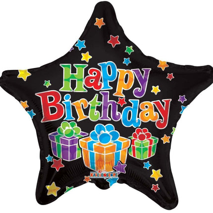 18" Happy Birthday Big Dots Black Mylar Balloon #439 - SKU:17788-18SP - UPC:681070177887 - Party Expo