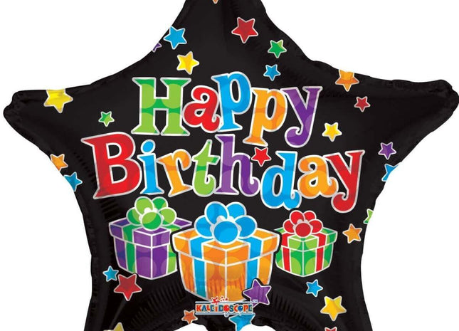 18" Happy Birthday Big Dots Black Mylar Balloon #439 - SKU:17788-18SP - UPC:681070177887 - Party Expo