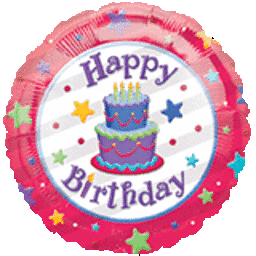 18" Happy Birthday Cake Mylar Balloon - SKU:15621 - UPC:026635136433 - Party Expo