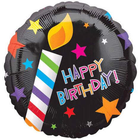 18" Happy Birthday Candles Mylar Balloon #106 - SKU:15588 - UPC:026635135542 - Party Expo