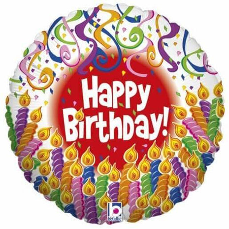 18" Happy Birthday Confetti & Candles Mylar Balloon - SKU: - UPC:030625164528 - Party Expo