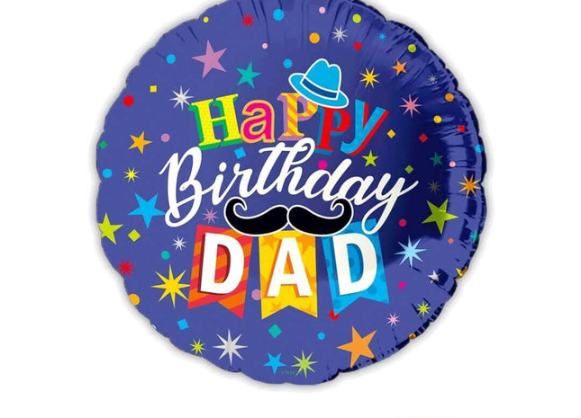 18" Happy Birthday Dad Mylar Balloon #239 - SKU:BM2164 - UPC:840300800029 - Party Expo