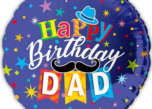 18" Happy Birthday Dad Mylar Balloon #239 - SKU:BM2164S - UPC:840300800159 - Party Expo