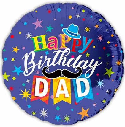 18" Happy Birthday Dad Mylar Balloon #239 - SKU:BM2164S - UPC:840300800159 - Party Expo