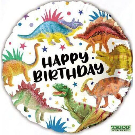 Trico - 18" Happy Birthday Dinosaur Mylar Balloon #393 - SKU:BM2189 - UPC:840300801958 - Party Expo
