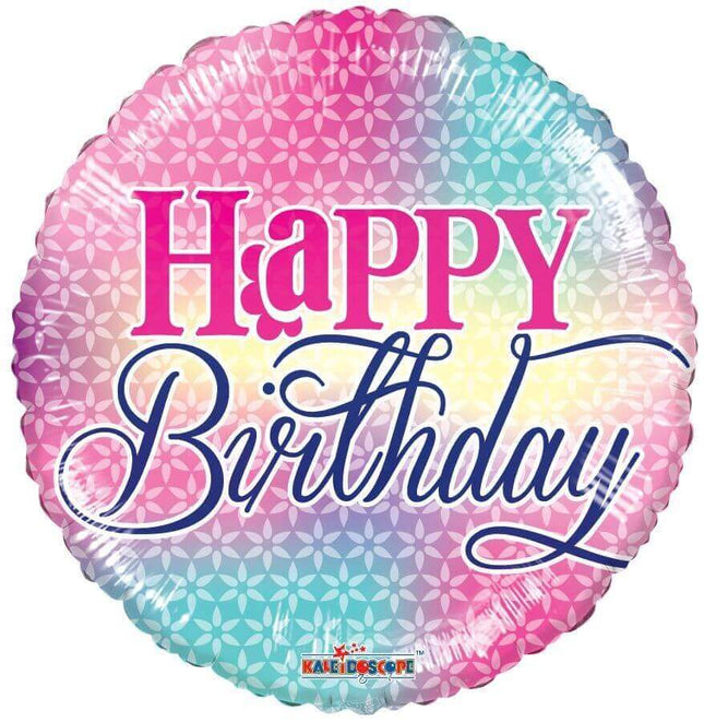 18" Happy Birthday Girly Colors Mylar Balloon #436 - SKU:19710-18SP - UPC:681070199100 - Party Expo