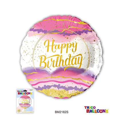 18" Happy Birthday Mylar Balloon #352 - SKU:BM2182S - UPC:840300801415 - Party Expo
