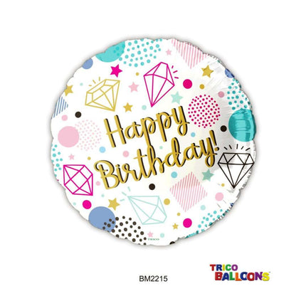 18" Happy Birthday Mylar Balloon #367 - SKU:BM2215 - UPC:840300803723 - Party Expo