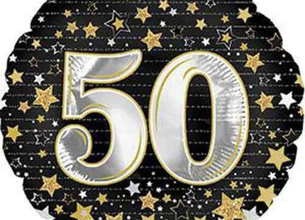 18" Happy Birthday Number 50 Mylar Balloon - Gold & Silver - SKU: - UPC:052329439313 - Party Expo