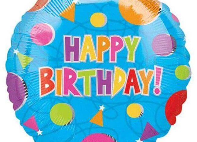 18" Happy Birthday Seasonal Mylar Balloon - SKU:48287 - UPC:026635135207 - Party Expo
