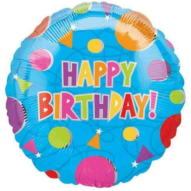 18" Happy Birthday Seasonal Mylar Balloon - SKU:48287 - UPC:026635135207 - Party Expo