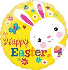 18" Happy Easter Yellow Mylar Balloons #302 - SKU:63529 - UPC:026635278430 - Party Expo