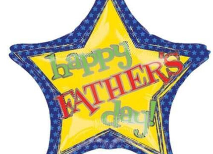 18" Happy Father's Day Blue Star Mylar Balloon - SKU:77897 - UPC:026635325264 - Party Expo