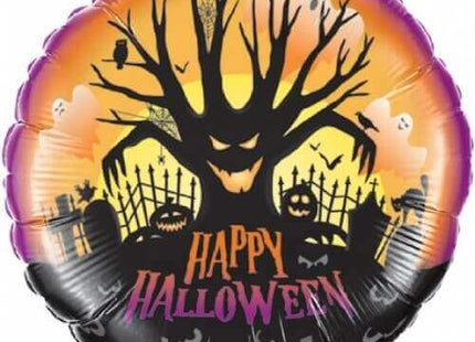 18" Happy Halloween Spooky Scary Tree in a Graveyard Mylar Balloon - SKU:57362 - UPC:071444379434 - Party Expo
