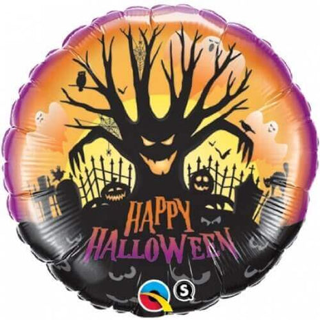 18" Happy Halloween Spooky Scary Tree in a Graveyard Mylar Balloon - SKU:57362 - UPC:071444379434 - Party Expo