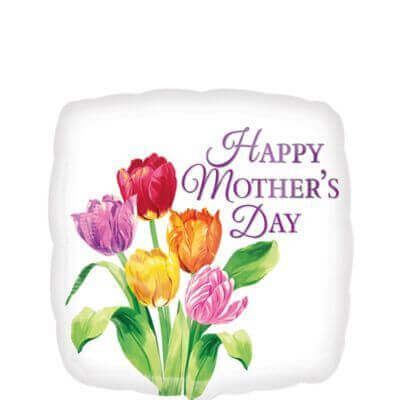 18" Happy Mother's Day Pretty Tulips Mylar Balloon - SKU:30512 - UPC:026635305129 - Party Expo