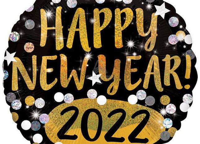 18" Happy New Year 2022 Mylar Balloon - SKU: - UPC:026635433662 - Party Expo