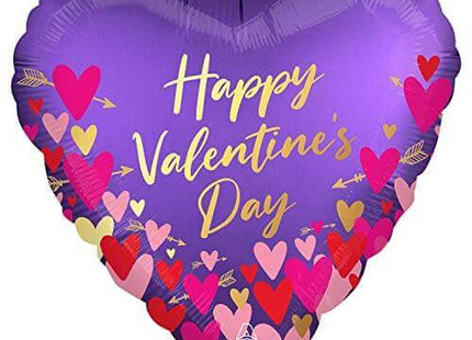 18" Happy Valentine's Day Hearts & Arrows Mylar Balloon - V3 - SKU:42266 - UPC:026635422666 - Party Expo