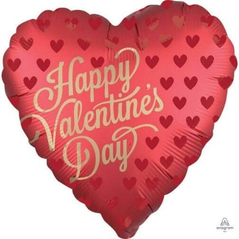 18" Happy Valentine's Day Satin Sangria Mylar Balloon - SKU:40499 - UPC:026635404990 - Party Expo