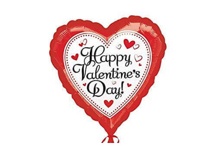 18" Happy Valentine's Day Simply Traditional Mylar Balloon - V2 - SKU:34220 - UPC:026635342209 - Party Expo
