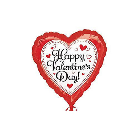 18" Happy Valentine's Day Simply Traditional Mylar Balloon - V2 - SKU:34220 - UPC:026635342209 - Party Expo