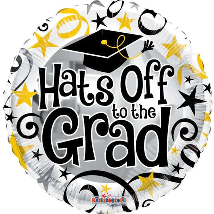 18" Hats Off to the Grad Mylar Balloon - G19 - SKU:852783 - UPC:681070853057 - Party Expo