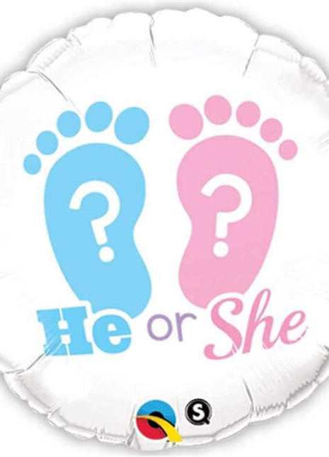 18" He Or She Footprints Mylar Balloon #134 - SKU:71537 - UPC:071444170765 - Party Expo