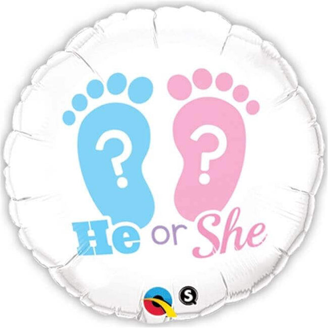 18" He Or She Footprints Mylar Balloon #134 - SKU:71537 - UPC:071444170765 - Party Expo