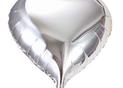 18" Heart Shaped Mylar Balloons - Silver #334 - SKU:QX-243-S - UPC:672713491224 - Party Expo