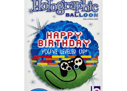 18" Holographic Happy Birthday Game Controller Mylar Balloon #103 - SKU:36020 - UPC:030625360203 - Party Expo