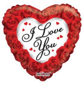 18" I Love You Classic Roses Mylar Balloon - V4 - SKU: - UPC:681070197311 - Party Expo