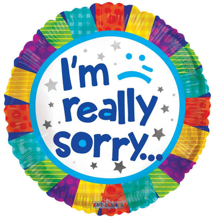 18" I'm Really Sorry Patchwork Mylar Balloon #293 - SKU:15150-18SP - UPC:681070103985 - Party Expo