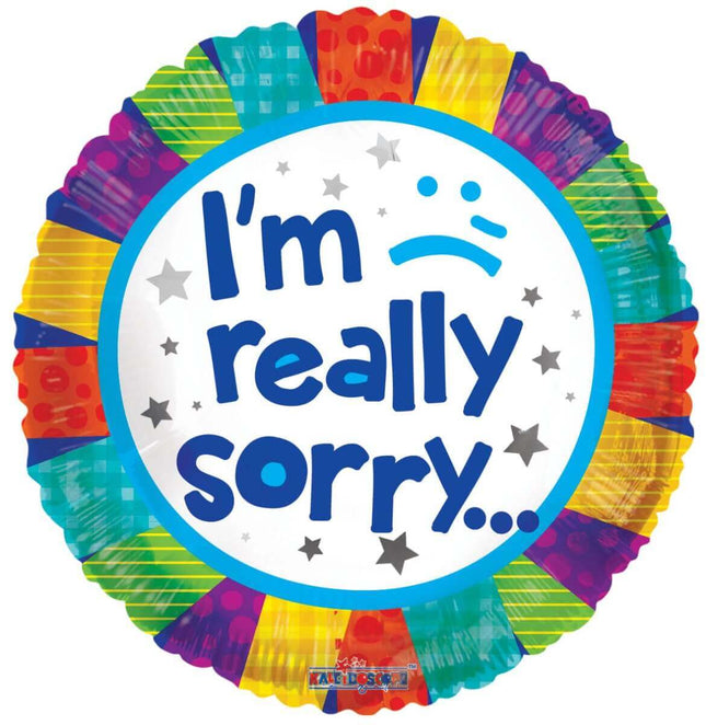18" I'm Really Sorry Patchwork Mylar Balloon #293 - SKU:15150-18SP - UPC:681070103985 - Party Expo