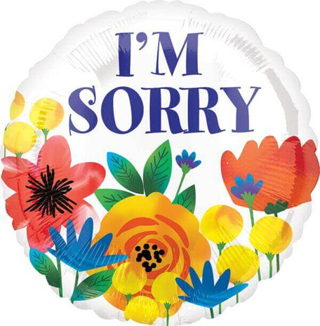18" I'm Sorry Floral Mylar Balloon#163 - SKU:90048 - UPC:026635366625 - Party Expo