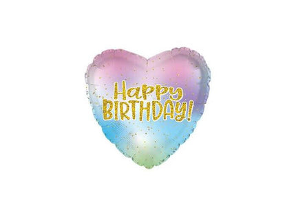 18" Iridescent Birthday Heart Mylar Balloon #81 - SKU:21411810 - UPC:052329811416 - Party Expo