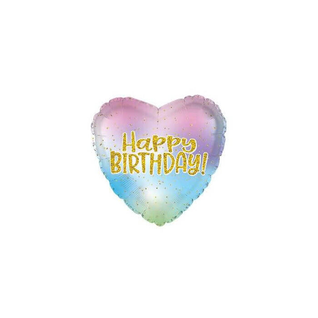 18" Iridescent Birthday Heart Mylar Balloon #81 - SKU:21411810 - UPC:052329811416 - Party Expo