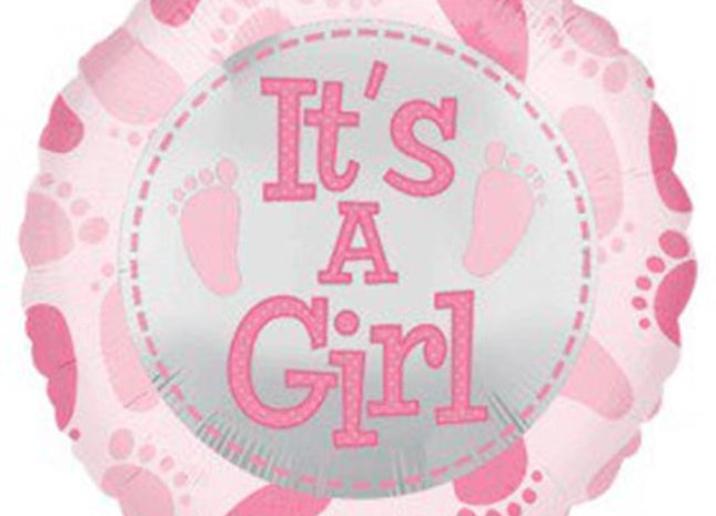 18" It's a Girl Cute Baby Feet Mylar Balloon #129 - SKU:55448 - UPC:026635240864 - Party Expo
