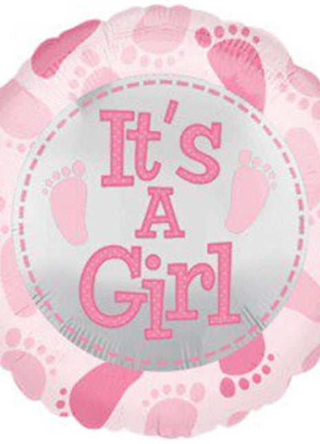 18" It's a Girl Cute Baby Feet Mylar Balloon #129 - SKU:55448 - UPC:026635240864 - Party Expo