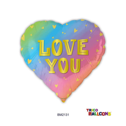 18" Love You Heart Mylar Balloon #277 - SKU:BM2131 - UPC:810057959394 - Party Expo