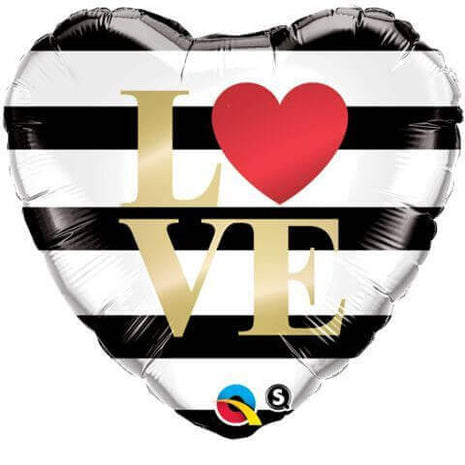 18" L♥VE Horizontal Stripes Mylar Balloon #221 - SKU:21748 - UPC:071444217439 - Party Expo
