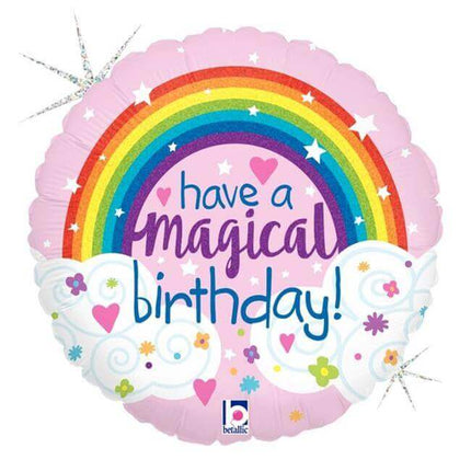 18" Magical Rainbow Birthday Holographic Mylar Balloon #88 - Party Expo