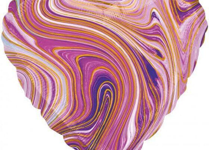 18" Marble Print Purple Heart Mylar Balloon #369 - SKU:104624 - UPC:026635420945 - Party Expo